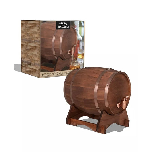 Studio Mercantile Miniature Wood Whiskey Barrel Dispenser