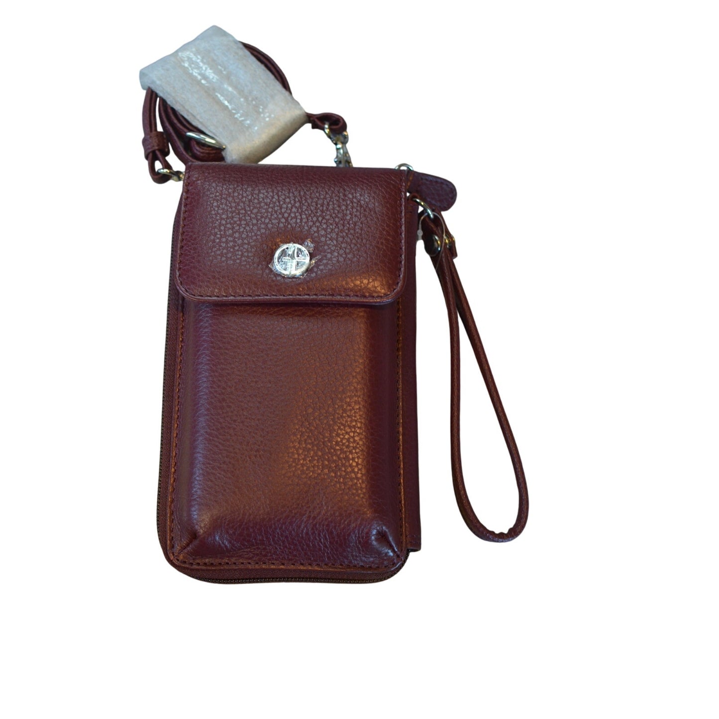 Giani Bernini Softy Leather Tech Crossbody Bag Wallet in Wine Red