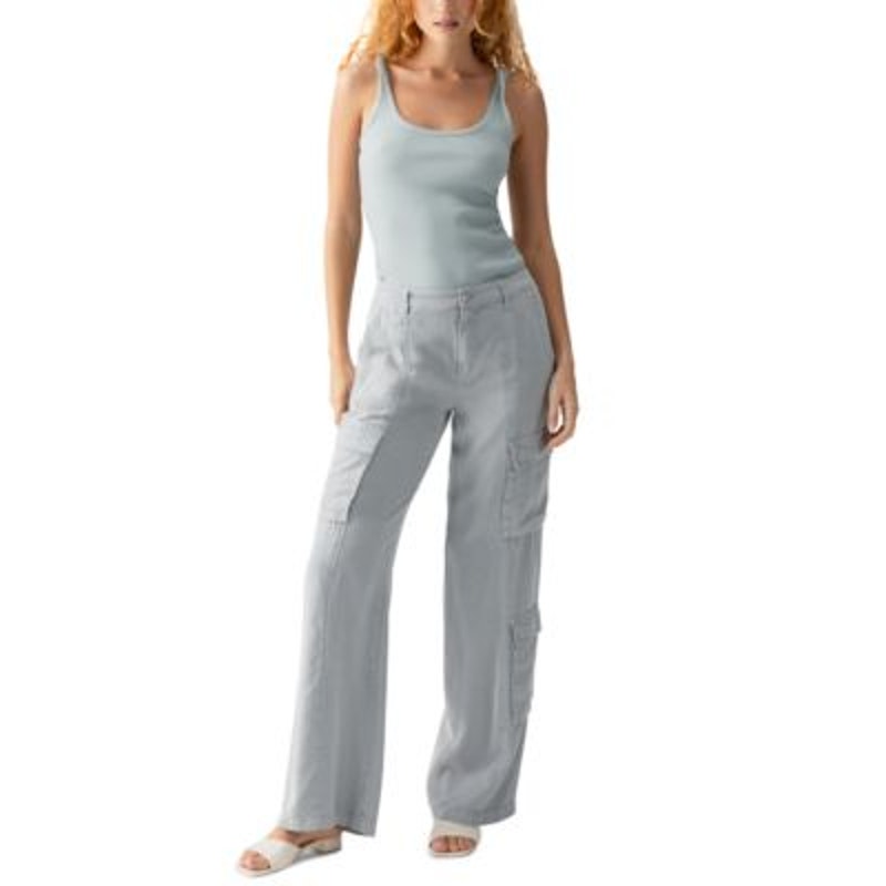 Sanctuary Women's "Doheny" High-Rise Wide-Leg Cargo Pants in Eucalyptus Blue