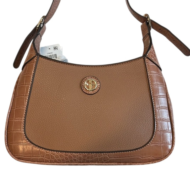 GIANI BERNINI Croc-Embossed Pebble Crossbody In Caramel