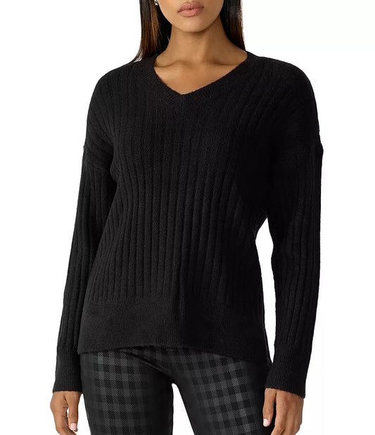 Sanctuary Ribbed Knit Sweater In Black