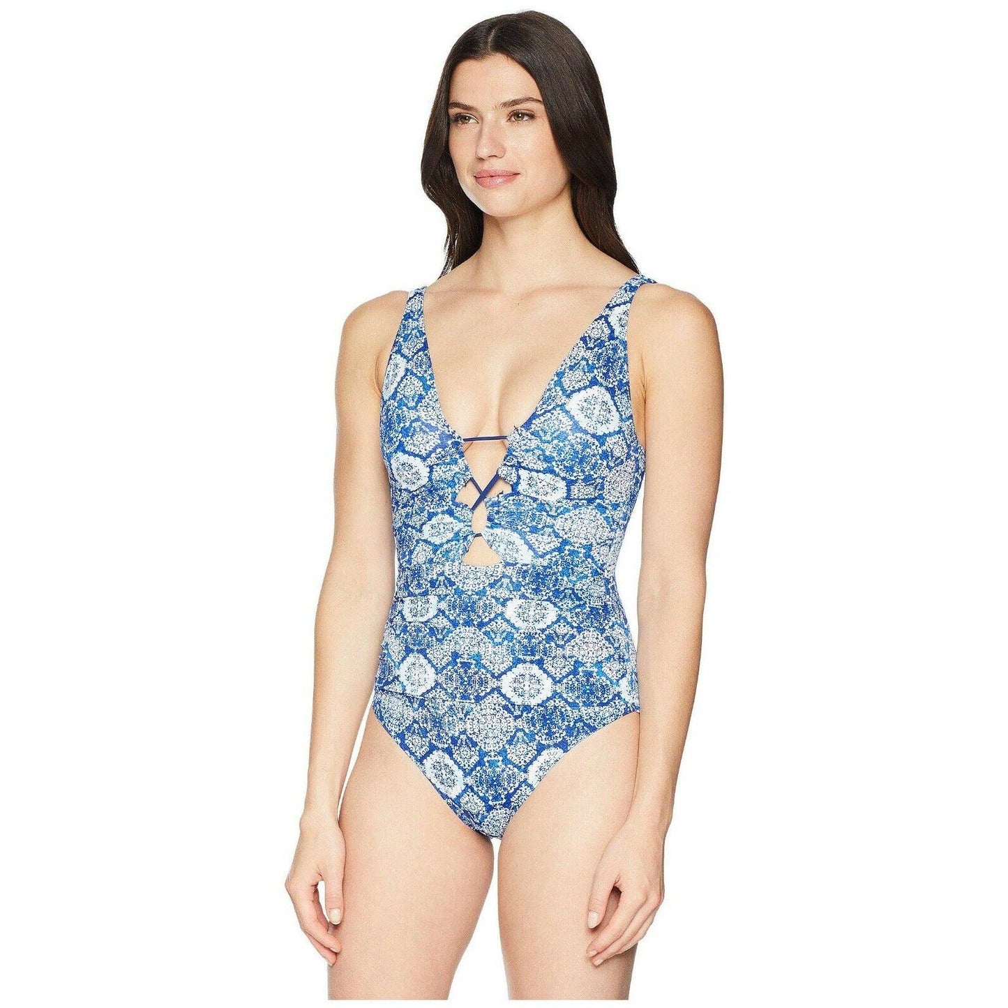 RALPH LAUREN Aegean Title Loop Front One-Piece Swimsuit, Sz 10, NWT $138