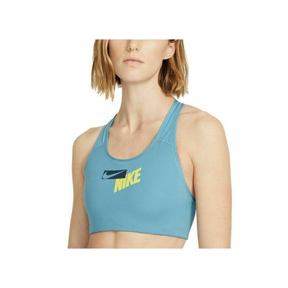 Nike Logo Racerback Mid-Impact Sports Bra, Cerulean Blue