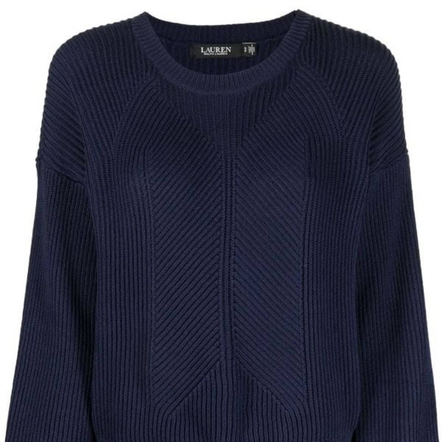 Lauren Ralph Lauren Deep Navy Blue Ribbed Accent Sweater