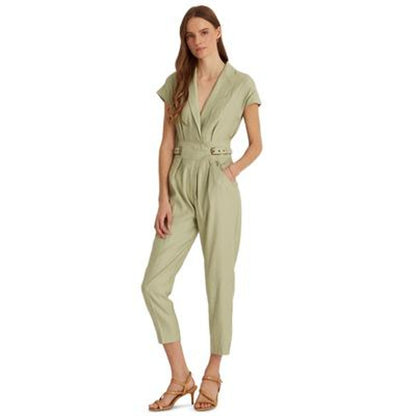 Lauren Ralph Lauren Ladies Ranch Sage Belted Linen Blend Jumpsuit, Size 10
