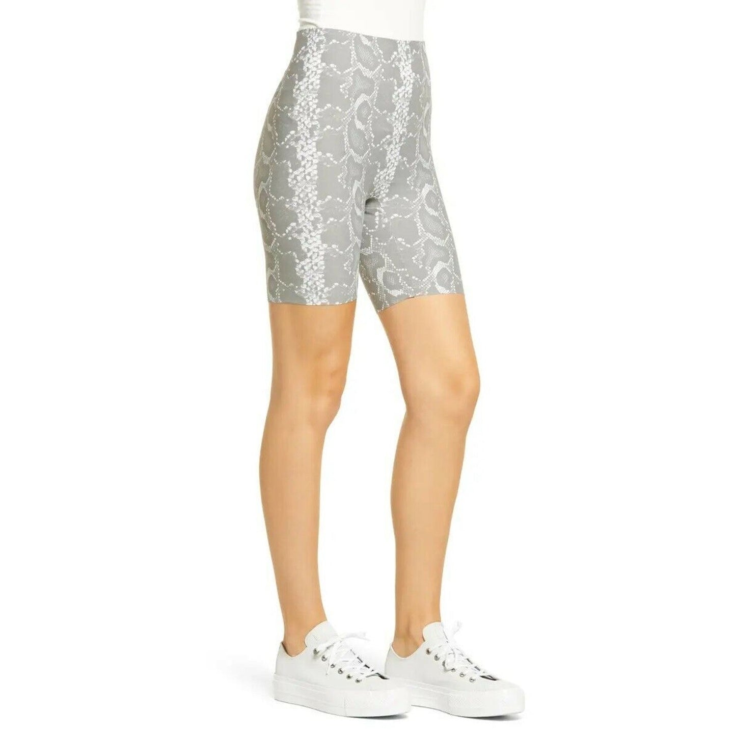 HUE Super Sleek Gray & White Snakeskin Print Biker Shorts