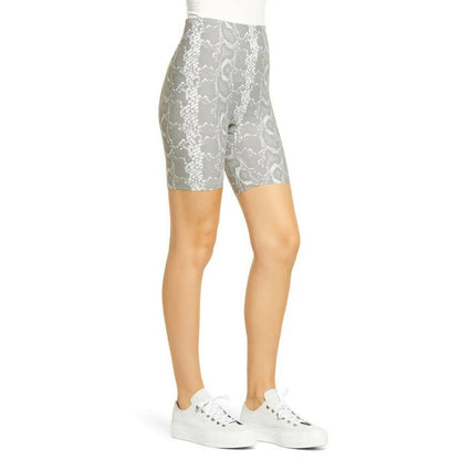 HUE Super Sleek Gray & White Snakeskin Print Biker Shorts