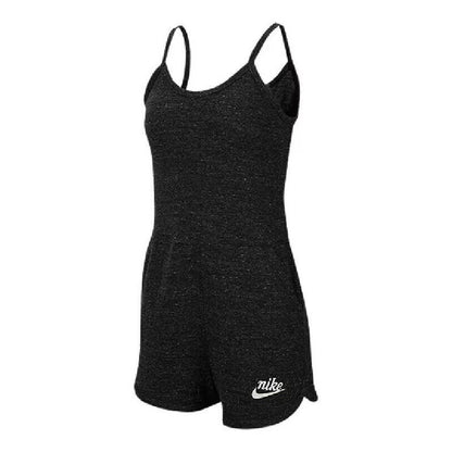 Nike Women's Sportswear Gym Vintage Romper Black Heather, NWT