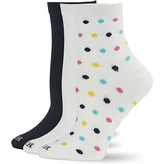 Hue Womens 3-Pk. Super Soft Cropped Multi Dot Socks NWT