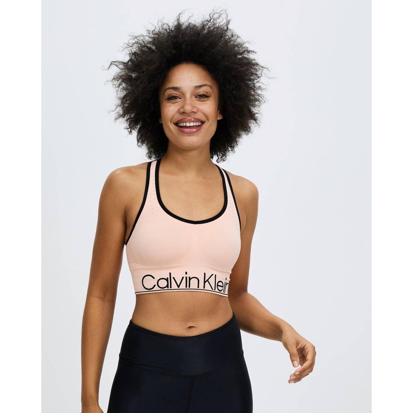 Calvin Klein Women's Mid-Impact Sports Bra Peach NWT