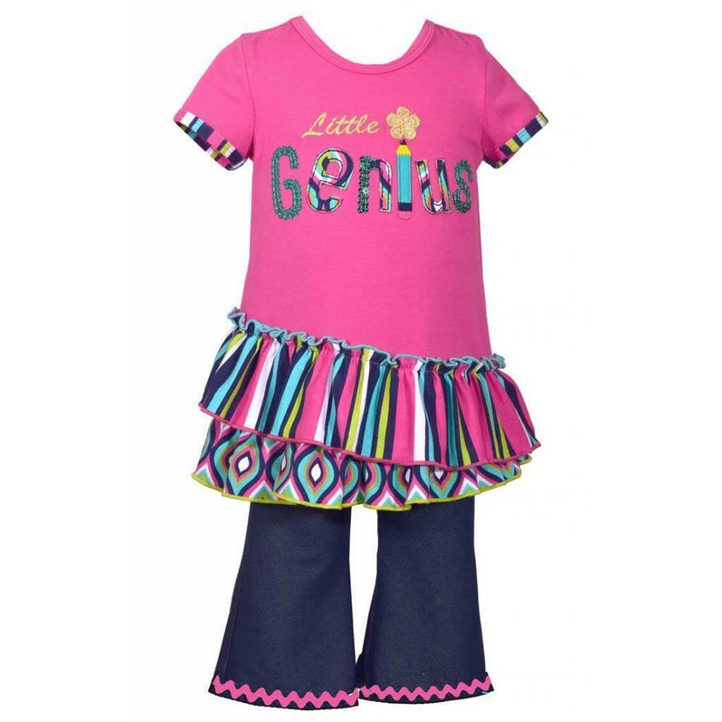 BONNIE JEAN Girls Trimmed Legging Set With Little Genius Pink Tee 2T NWT $48