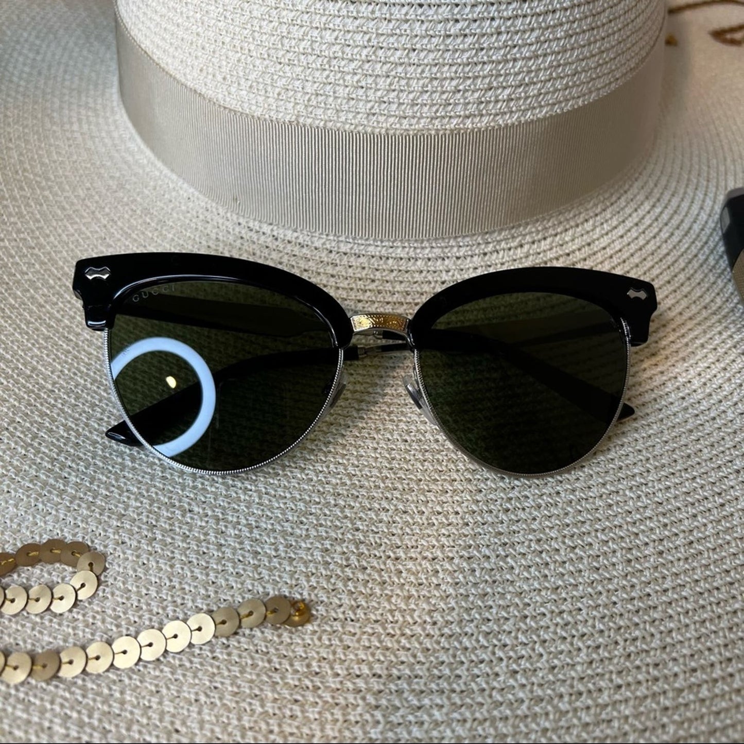 GUCCI Black & Gold Sunglasses w/ Dust Bag & Velvet Case