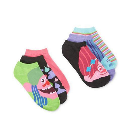 PLANET SOX, Women's, 6 Pack, Trolls, No-Show, Neon