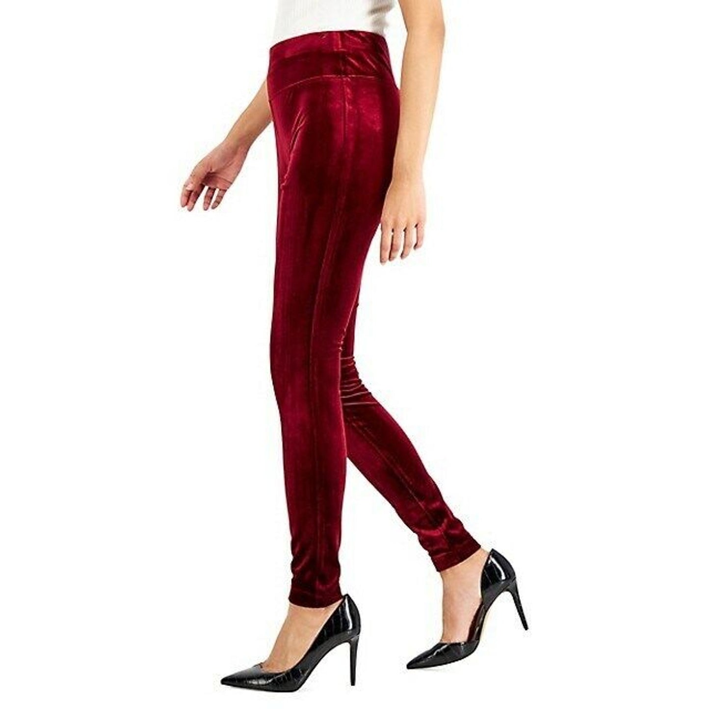 INC International Concepts Crushed Velvet Leggings Wine, Size XL, NWT