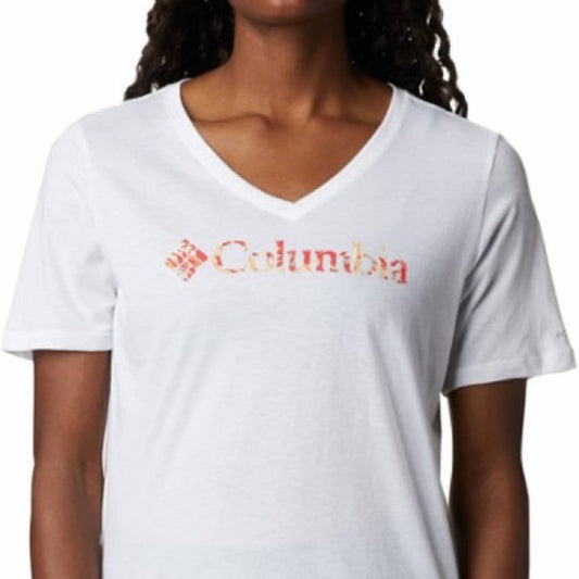 Columbia White & Red Relaxed “Mount Rose” Tee Shirt, Short Sleeve