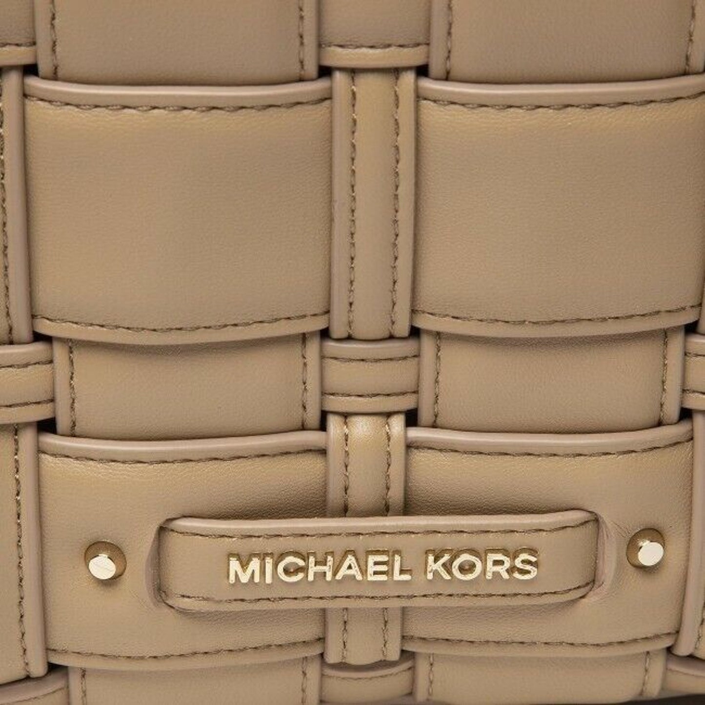 Michael Kors Camel “Ivy” Woven Tote Bag, Vegan Faux Leather, NWT