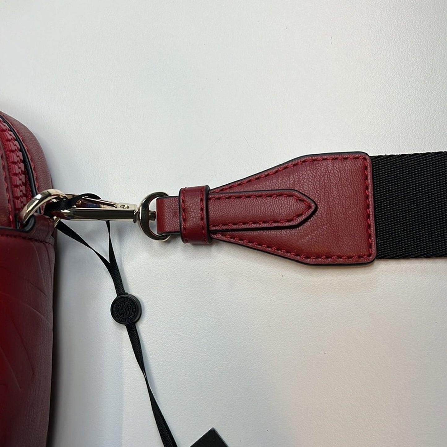 DKNY Red & Black Signature Embossed Leather Crossbody Bag, NWT!!