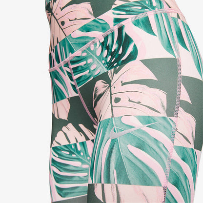 Nike Dri-FIT Women's Printed Cropped Legging Pink Green Tropical Reflective