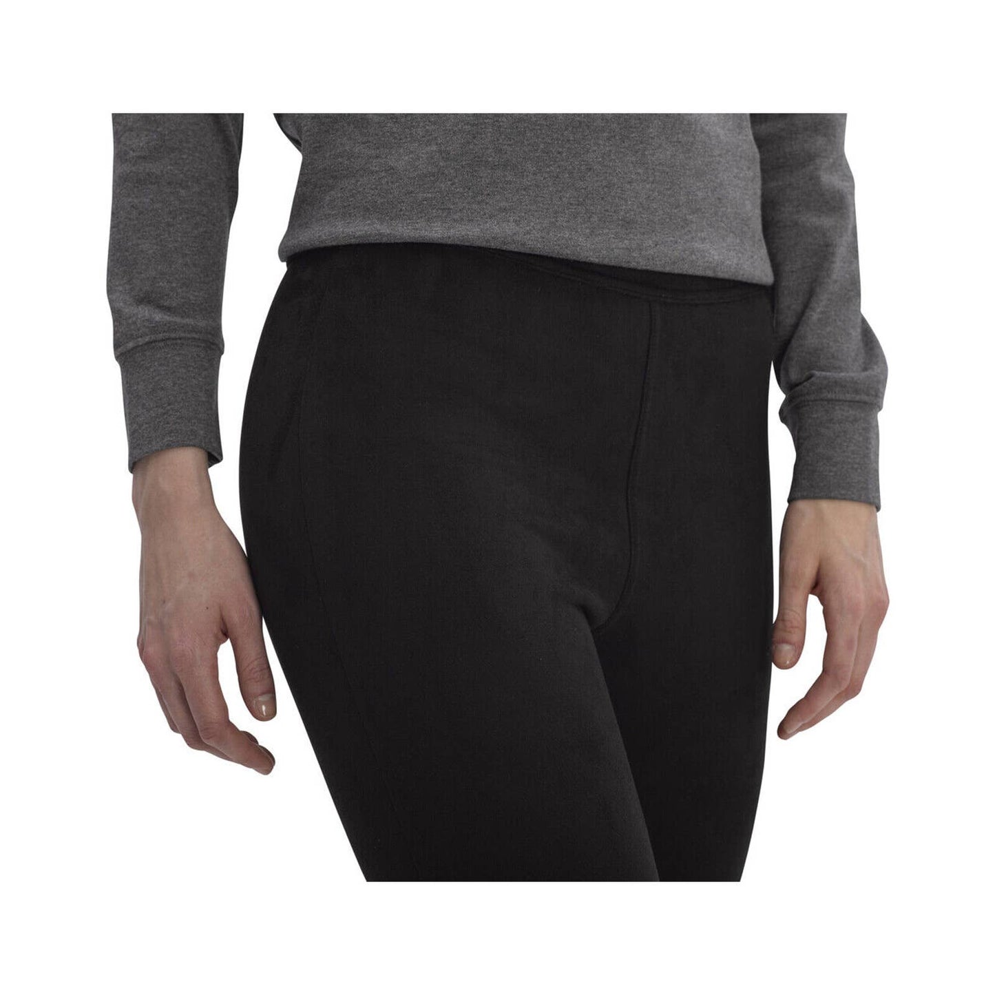 HUE LADIES MICROFLEECE COMFORT LEGGINGS, BLACK NWT