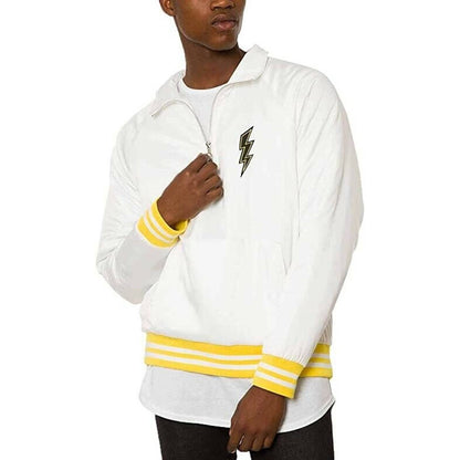 JAYWALKER MEN'S PULLOVER SATIN SWEATSHIRT WHITE LIGHTENING JACKET