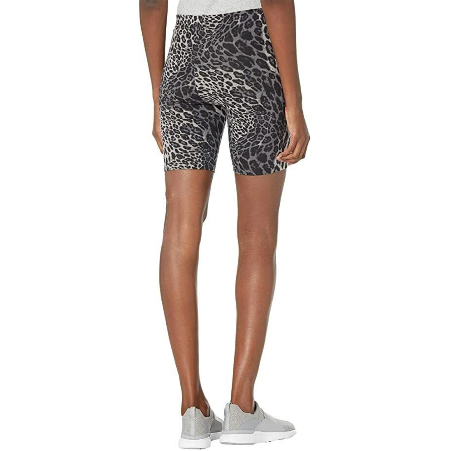 HUE Essentials Women's Animal Print Biker Shorts in Charcoal Gray & Black