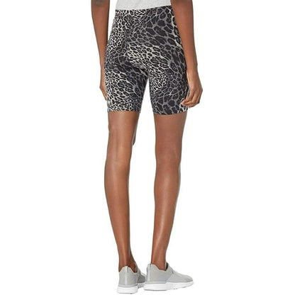 HUE Essentials Women's Animal Print Biker Shorts in Charcoal Gray & Black