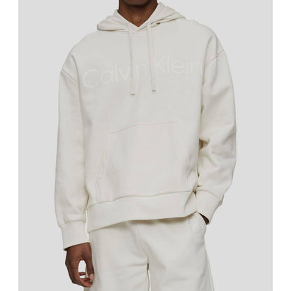 Calvin Klein Men's Ivory Relaxed Fit Logo Hoodie