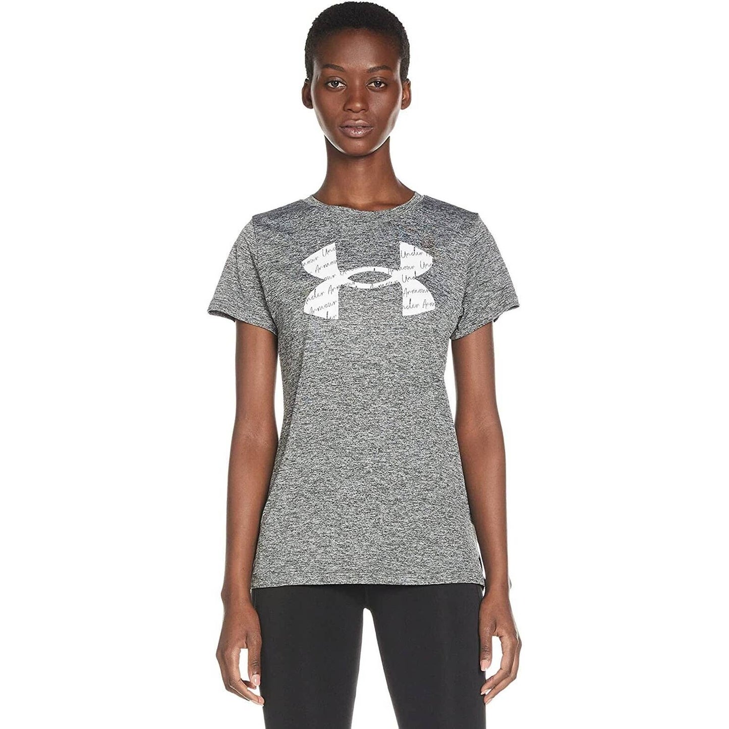 Under Armour Women's UA Tech Logo T-Shirt Jet Gray White, XS, NWT