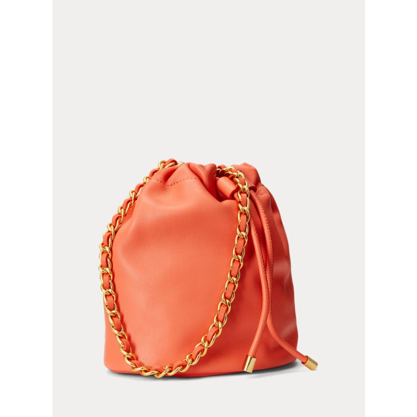 Lauren Ralph Lauren Nappa Leather Medium Emmy Bucket Bag Portside Coral