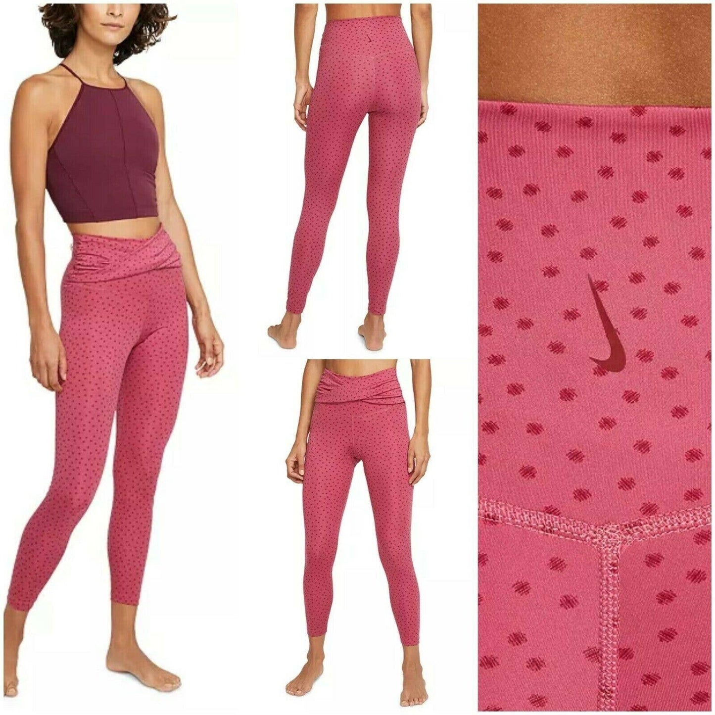 Nike Twist-Waist High-Rise Leggings Sweet Beet Red, NWT