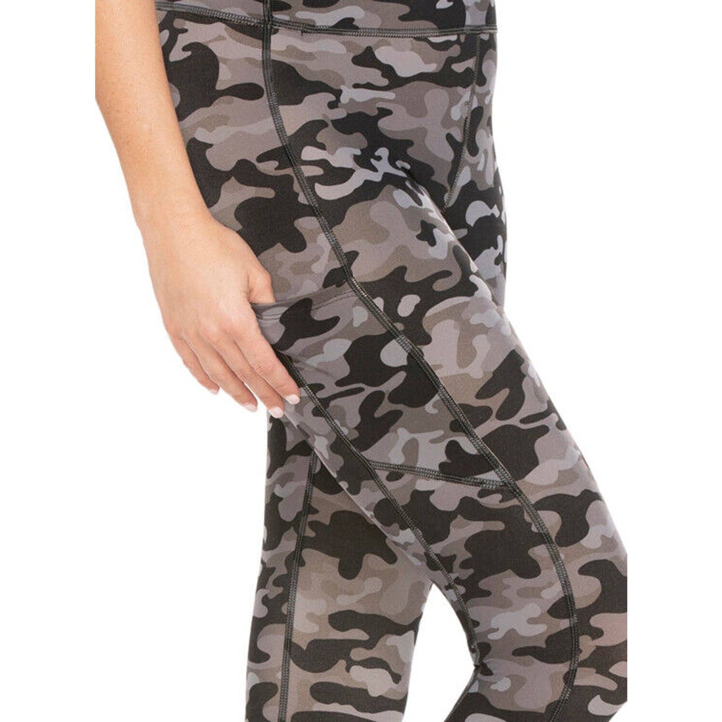 MIRACLE SUIT WOMEN'S ATHLEISURE PERFORMANCE LEGGINGS GRAY CAMO, NWT