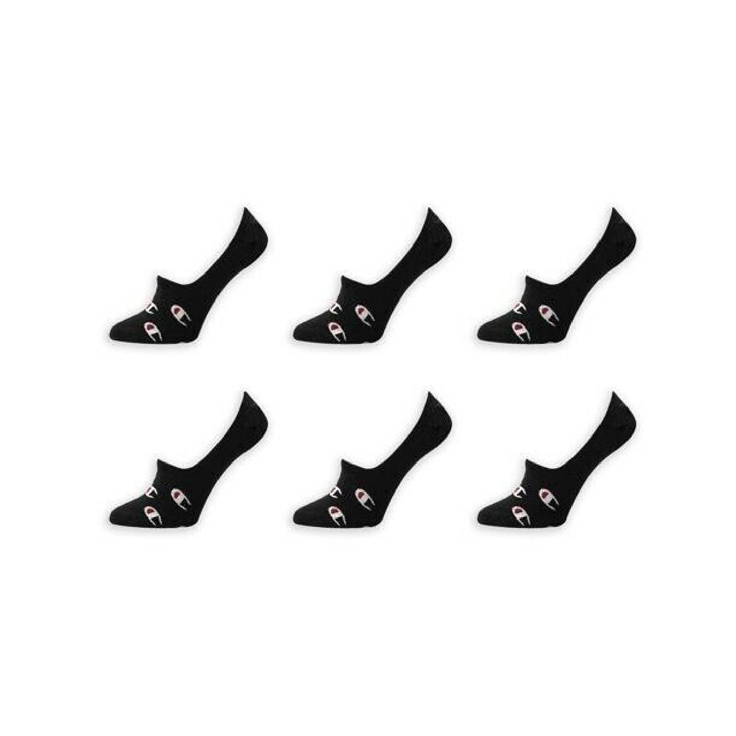 Champion Womens 6-Pk. Invisible Liner Socks Black Logo, NWT