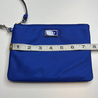 DKNY Royal Blue Nylon Wristlet Wallet, Zipper Closure, Silver Hardware, NWT!