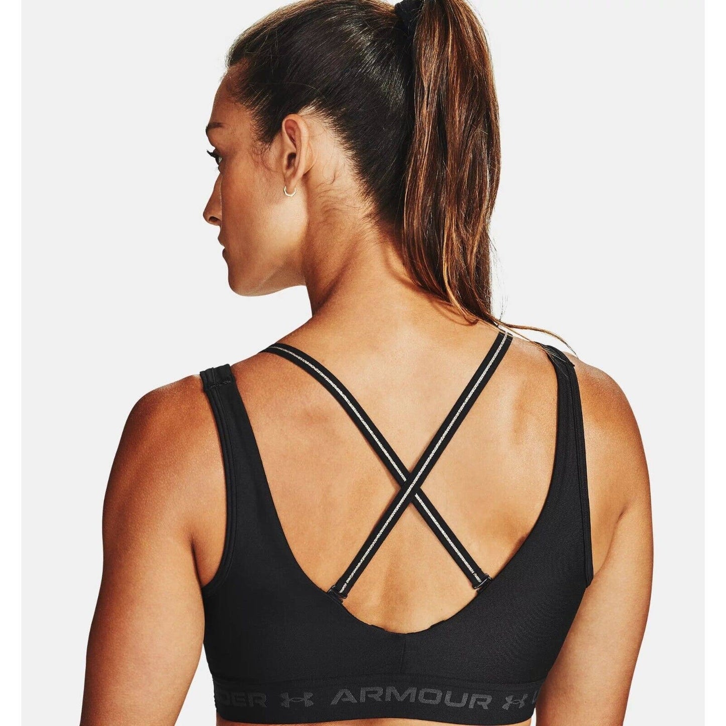 Under Armour Compression Cross-Back Mid-Impact Sports Bra Black, NWT