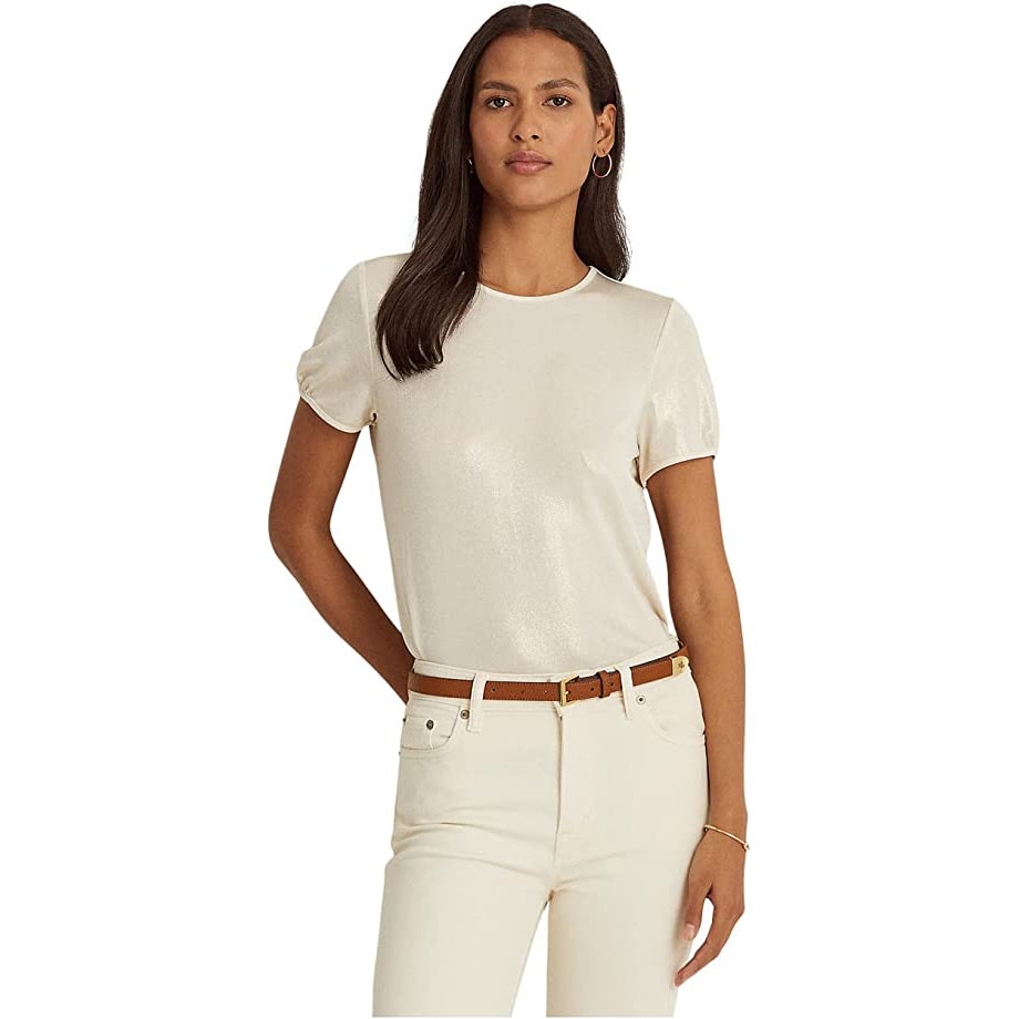 Lauren Ralph Lauren Foiled Jersey T-Shirt Mascarpone Cream