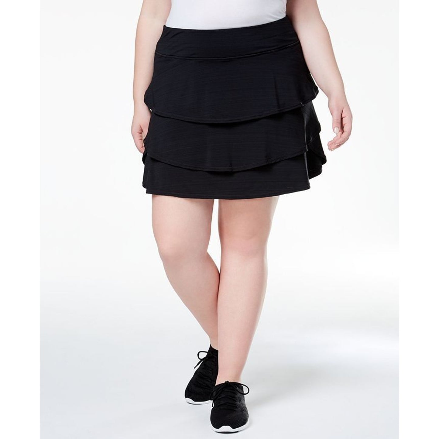 ID Ideology Women's Plus Size Ruffled Skort Black Noir, NWT