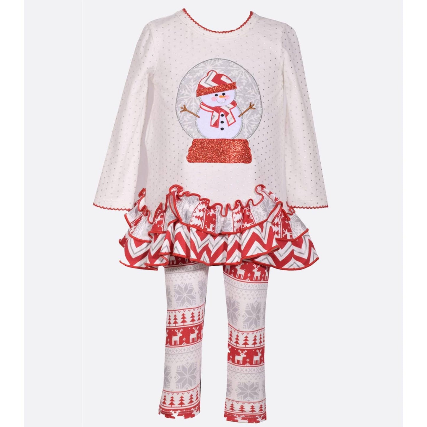 BONNIE JEAN Girl's Ruffled Tunic Legging Set Christmas Winter Snow Globe 3T NWT!