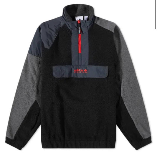 Adidas Men’s Black & Gray Colorblock Fleece Pullover, Size Extra Large, NWT!!