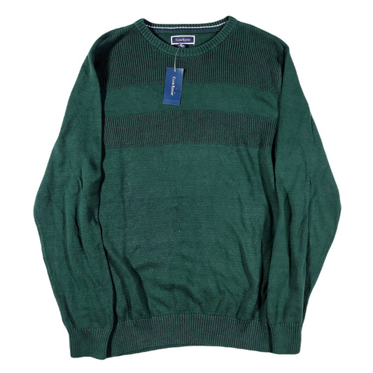 Club Room Men's Textured Pine Grove Green Cotton Knit Sweater, Size Medium, NWT