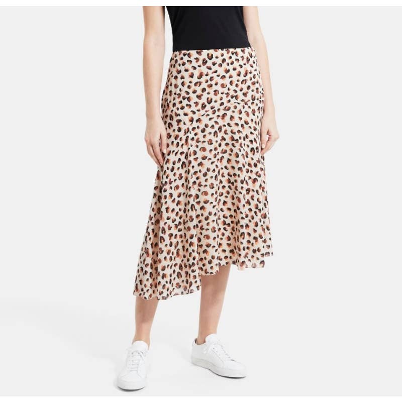 THEORY Asymmetrical Skirt in Leopard Silk