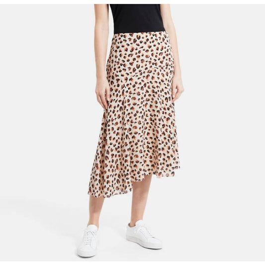 THEORY Asymmetrical Skirt in Leopard Silk