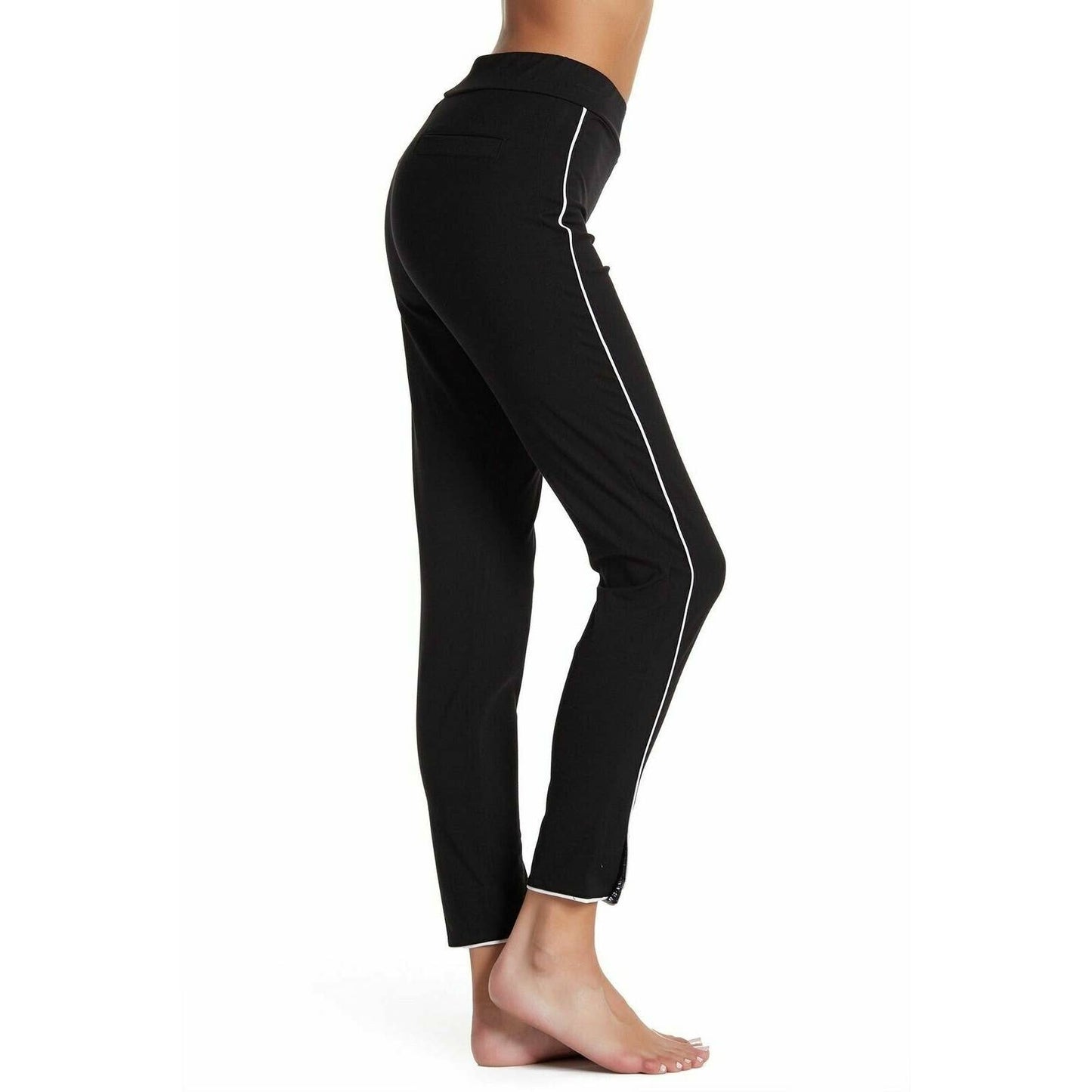 HUE LADIES PIPED POLISHED TWILL SKIMMER LEGGING X-SMALL, BLACK NWT