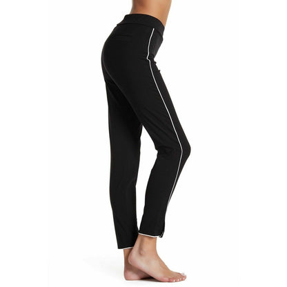 HUE Ladies Piped Polished Twill Skimmer Leggings in Black