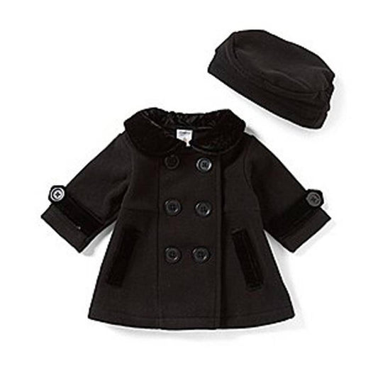 STARTING OUT Fleece PeaCoat and Matching Hat, Black, $30.00 6M NWT