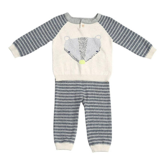 EGG SUSAN LAZAR Boy's "Casey" 2 Pc Sweater Set, Navy, Natural/Fox NWT $80