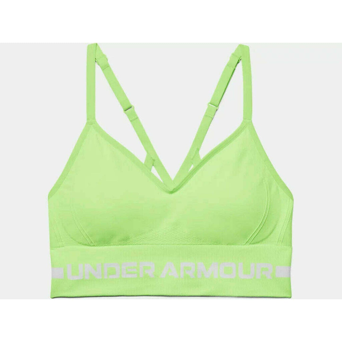 Under Armour UA Seamless Cross-Back Low-Impact Sports Bra Lime/White, NWT