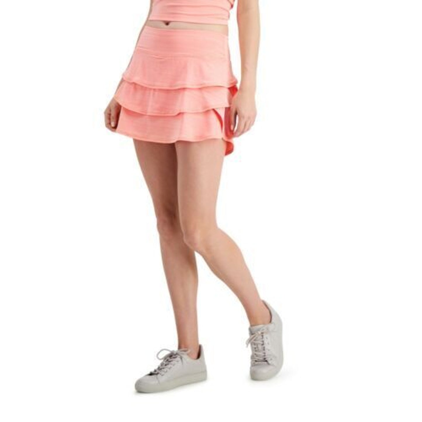 Ideology Women's Ruffle Tiered Skort Peachberry, NWT