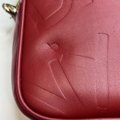 DKNY Red & Black Signature Embossed Leather Crossbody Bag, NWT!!