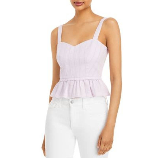 AQUA Ladies Pale Purple Sleeveless Peplum Top, Zipper Closure