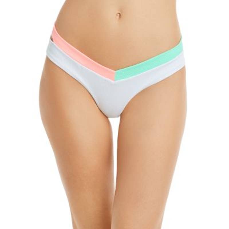 Peixoto Ladies White & Neon "Jolie" V-Cut Bikini Bottoms, Size Medium, NWT!